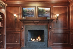Elegant library with black fireplace
