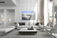 Modern luxury beautiful mock up scene of living room interior design and pattern wall background and dining and pantry area